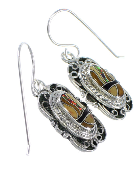Southwest Multicolor Sterling Silver Hook Dangle Earrings WX71649